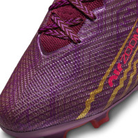 Nike Zoom Mercurial Vapor 15 Elite KM Gazon Naturel Chaussures de Foot (FG) Mauve Bordeaux Or