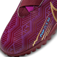 Nike Zoom Mercurial Vapor 15 Academy KM Turf Chaussures de Foot (TF) Enfants Mauve Bordeaux Or
