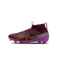 Nike Zoom Mercurial Superfly 9 Pro KM Gazon Naturel Chaussures de Foot (FG) Enfants Bordeaux Or