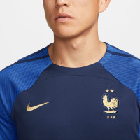 Nike Frankrijk Strike Trainingsshirt 2022-2024 Donkerblauw Blauw Goud