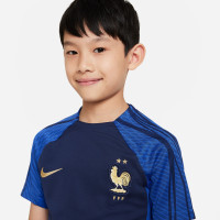 Nike France Strike Maillot d'Entraînement 2022-2024 Enfants Bleu Foncé Or