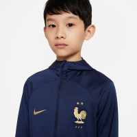 Nike France Full-Zip Hooded Survêtement 2022-2024 Enfants Bleu Foncé Or