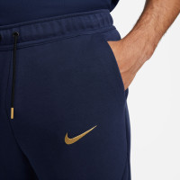 Nike Frankrijk Tech Fleece Full-Zip Trainingspak 2022-2024 Blauw Goud