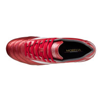Mizuno Morelia II Elite Gazon Naturel Chaussures de Foot (FG) Rouge Blanc