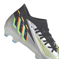 adidas Predator Edge.3 Gras Voetbalschoenen (FG) Zilver Zwart Geel