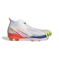 adidas Predator Edge+ Gras Voetbalschoenen (FG) Kids Wit Geel Blauw