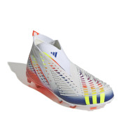 adidas Predator Edge+ Gras Voetbalschoenen (FG) Kids Wit Geel Blauw