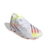 adidas Predator Edge.3 Gazon Naturel Chaussures de Foot (FG) Enfants Blanc Jaune Bleu