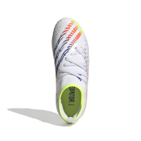 adidas Predator Edge.3 Gazon Naturel Chaussures de Foot (FG) Enfants Blanc Jaune Bleu