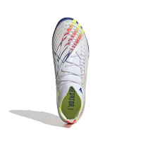 adidas Predator Edge.1 Crampons Vissés Gazon Naturel Chaussures de Foot (SG) Blanc Jaune Bleu