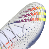 adidas Predator Edge.1 Gazon Naturel Chaussures de Foot (FG) Low Blanc Jaune Bleu