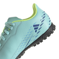 adidas X Speedportal.4 Turf Chaussures de Foot (TF) Enfants Bleu Jaune Vert