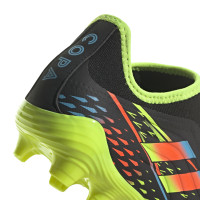 adidas Copa Sense.3 Sans Lacets Gazon Naturel Chaussures de Foot (FG) Noir Bleu Jaune