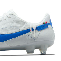 Nike Tiempo Legend 9 Elite Made in Italy IJzeren-Nop Voetbalschoenen (SG) Anti-Clog Wit Blauw Zilver