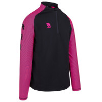 Haut d'entraînement Robey Performance à fermeture éclair 1/4, noir, rose fluo