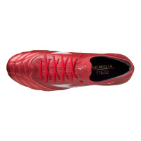 Mizuno Morelia Neo III Beta Elite Gazon Naturel Chaussures de Foot (FG) Rouge Blanc