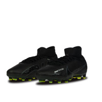Nike Zoom Mercurial Superfly 9 Pro Gazon Naturel Chaussures de Foot (AG) Noir Gris Néon Jaune