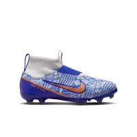 Nike Zoom Mercurial Superfly 9 Pro CR7 Gazon Naturel Chaussures de Football (FG) Enfants Blanc Bleu Bronze