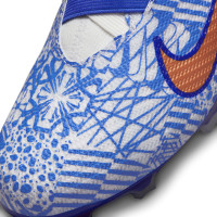 Nike Zoom Mercurial Superfly 9 Pro CR7 Gazon Naturel Chaussures de Football (FG) Enfants Blanc Bleu Bronze