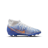 Nike Mercurial Superfly 9 Club Gazon Naturel Gazon Artificiel Chaussures de Football (MG) Enfants Blanc Bleu Bronze