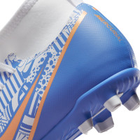 Nike Mercurial Superfly 9 Club Gazon Naturel Gazon Artificiel Chaussures de Football (MG) Enfants Blanc Bleu Bronze