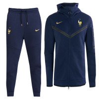 Nike Frankrijk Tech Fleece Full-Zip Trainingspak 2022-2024 Blauw Goud