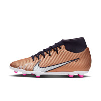 Nike Mercurial Superfly 9 Club Gazon Naturel Gazon Artificiel Chaussures de Football (MG) Bronze Noir Blanc