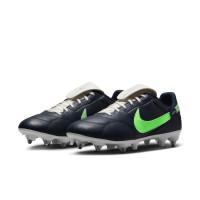 Nike Premier III Crampons Vissés Chaussures de Foot (SG) Anti Clog Bleu Foncé Vert Vif Blanc