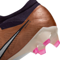 Nike Zoom Mercurial Vapor 15 Pro Gazon Naturel Chaussures de Foot (FG) Bronze Noir Blanc