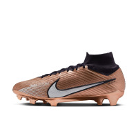 Nike Zoom Mercurial Superfly 9 Elite Gazon Naturel Chaussures de Foot (FG) Bronze Noir Blanc