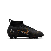 Nike Mercurial Superfly 8 Pro Gras Voetbalschoenen (FG) Kids Zwart Donkergrijs Goud