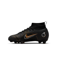 Nike Mercurial Superfly 8 Pro Gras Voetbalschoenen (FG) Kids Zwart Donkergrijs Goud