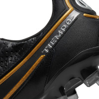 Nike Tiempo Legend 9 Elite Gazon Naturel Chaussures de Foot (FG) Noir Gris Foncé Or