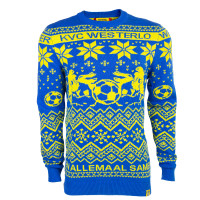 Pull de Noël KVC Westerlo bleu jaune