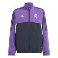 adidas Real Madrid Présentation Veste d'Entraînement 2022-2023 Enfants Mauve Bleu Foncé Blanc