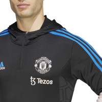 adidas Manchester United Track Hoodie Trainingspak 2022-2023 Zwart Lichtroze Blauw