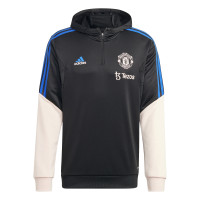 adidas Manchester United Track Hoodie Trainingspak 2022-2023 Zwart Lichtroze Blauw