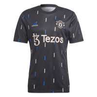 adidas Manchester United Pre-Match Trainingsshirt 2022-2023 Zwart Blauw Wit