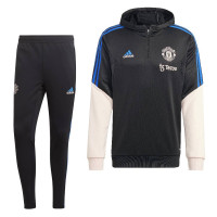 adidas Manchester United Track Hoodie Trainingspak 2022-2023 Zwart Lichtroze Blauw