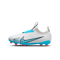 Nike Zoom Mercurial Vapor 15 Academy Sans Lacets Gazon Naturel Artificiel Chaussures de Football (MG) Enfants Blanc Bleu Rose