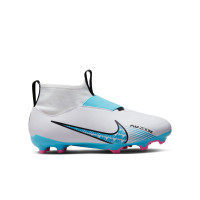 Nike Zoom Mercurial Superfly 9 Academy Sans Lacets Gazon Naturel Artificiel Chaussures de Foot (MG) Enfants Blanc Bleu Rose