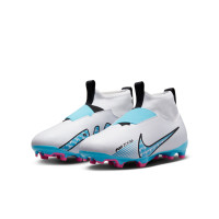 Nike Zoom Mercurial Superfly 9 Academy Gras / Kunstgras Voetbalschoenen (MG) Kids Wit Felblauw Felroze
