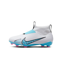 Nike Zoom Mercurial Superfly 9 Academy Veterloze Gras / Kunstgras Voetbalschoenen (MG) Kids Wit Felblauw Felroze