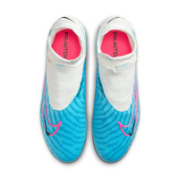 Nike Phantom GX Elite Dynamic Fit Gazon Naturel Chaussures de Foot (FG) Blanc Bleu Vif Rose Vif