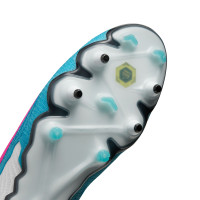 Nike Phantom GX Elite Dynamic Fit Crampons Vissés Chaussures de Foot (SG) Anti-Clog Blanc Bleu Vif Rose Vif