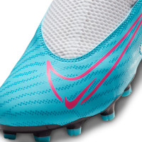 Nike Phantom GX Academy Dynamic Fit Gras / Kunstgras Voetbalschoenen (MG) Kids Wit Felblauw Felroze