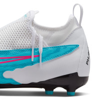 Nike Phantom GX Academy Dynamic Fit Gras / Kunstgras Voetbalschoenen (MG) Kids Wit Felblauw Felroze