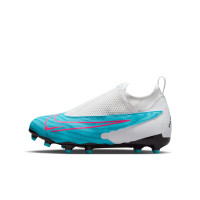 Nike Phantom GX Academy Dynamic Fit Gazon Naturel Gazon Artificiel Chaussures de Foot (MG) Enfants Blanc Bleu Vif Rose Vif