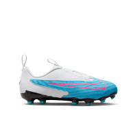 Nike Phantom GX Academy Gras / Kunstgras Voetbalschoenen (MG) Kids Wit Felblauw Felroze