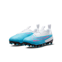 Nike Phantom GX Academy Gras / Kunstgras Voetbalschoenen (MG) Kids Wit Felblauw Felroze